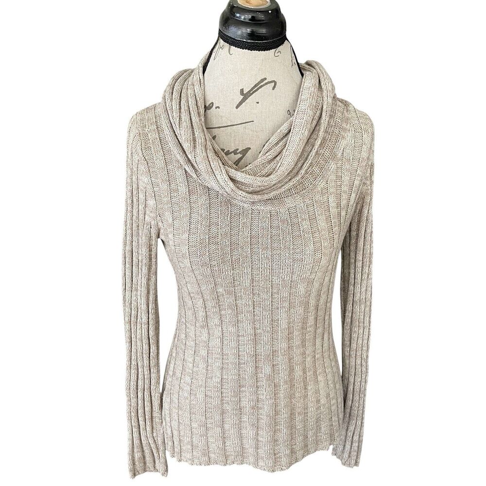 Apt 9 Women's Sweater Long Sleeve Sz Small Shimmer Ribbed Cowl Neck Ribbed Y2K - Picture 2 of 13